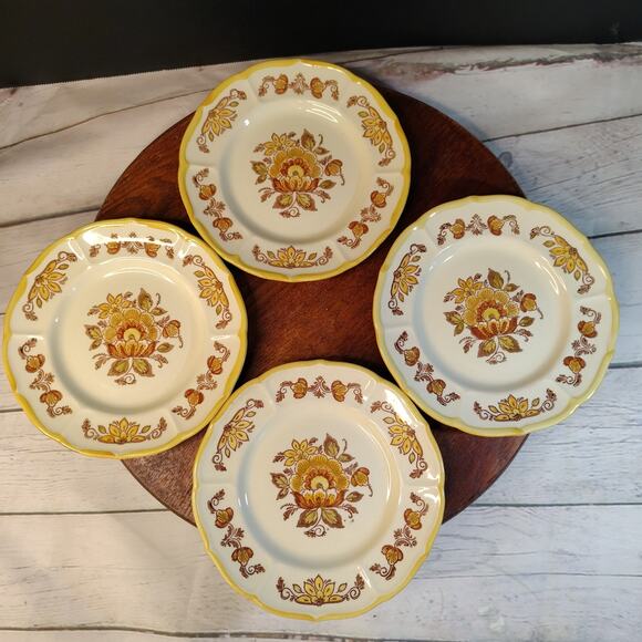 Poppy Trail by Metlox 4 Golden Garden Pattern 6‎ 5/8" Bread and Butter Plates - Picture 2 of 8